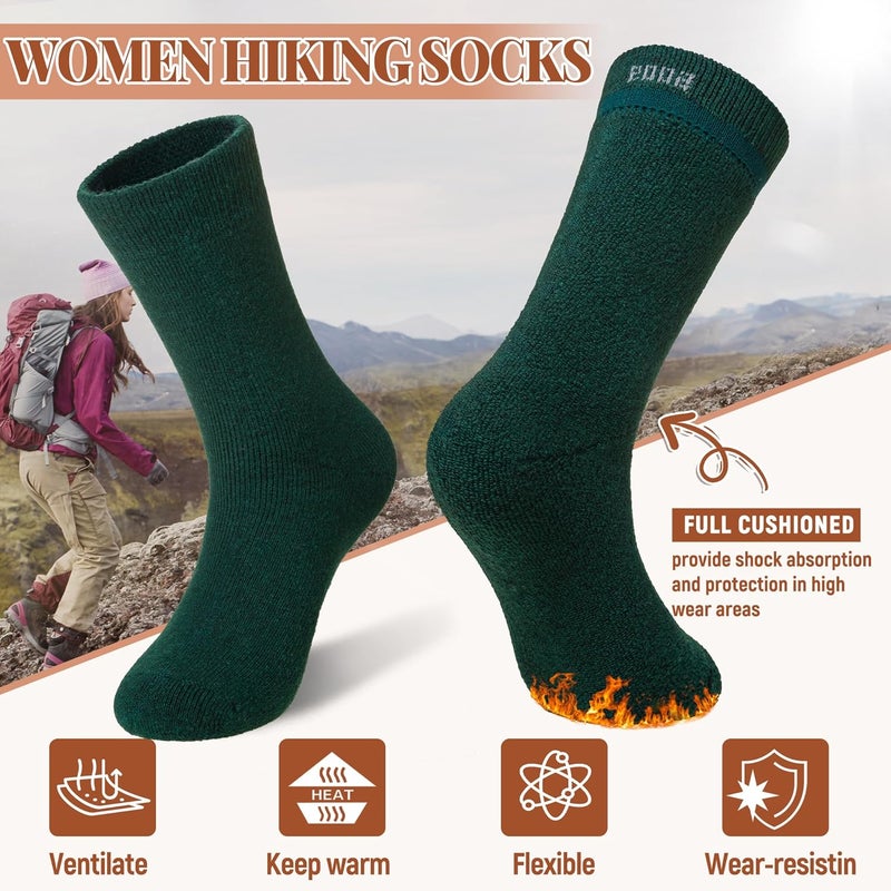 Velice Merino Wool Socks for Women 5 Pairs Warm Winter Hiking Thick Thermal Cozy Boot Work Soft Ladies Crew Socks - Image 4